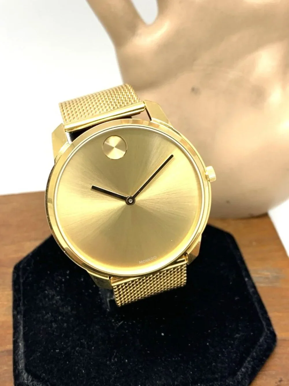 Movado Men's Watch 3600588 Bold Gold Dial Swiss Quartz Steel Mesh Bracelet 42mm